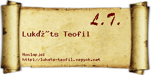 Lukáts Teofil névjegykártya